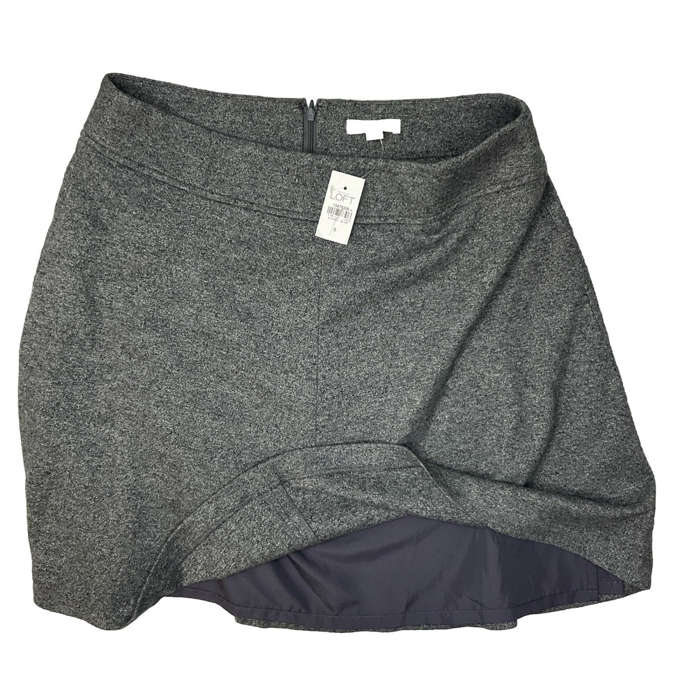 Ann Taylor LOFT Skirt Womens Sz 8 Marl Gray Cotton A-Line Mid Rise Career NWT